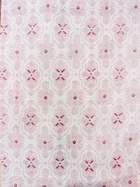 Photo4: Mint M1010I Vintage Japanese women   White HITOE unlined / Synthetic. Geometrical pattern,   (Grade A) (4)