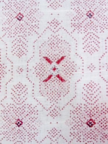 Photo5: Mint M1010I Vintage Japanese women   White HITOE unlined / Synthetic. Geometrical pattern,   (Grade A) (5)