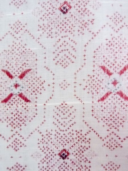 Photo7: Mint M1010I Vintage Japanese women   White HITOE unlined / Synthetic. Geometrical pattern,   (Grade A) (7)