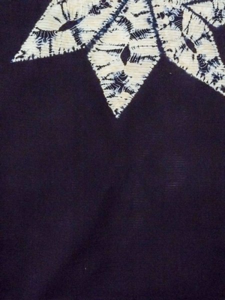 Photo4: M1010J Antique Japanese women   Black Summer / Silk. Flower   (Grade B) (4)