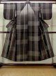 Photo1: M1010K Antique Japanese women   Black Summer / Silk. Stripes,   (Grade D) (1)
