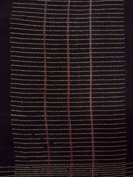 Photo5: M1010K Antique Japanese women   Black Summer / Silk. Stripes,   (Grade D) (5)