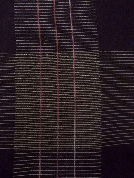 Photo6: M1010K Antique Japanese women   Black Summer / Silk. Stripes,   (Grade D) (6)