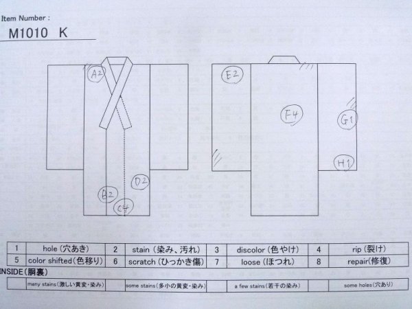 Photo13: M1010K Antique Japanese women   Black Summer / Silk. Stripes,   (Grade D) (13)