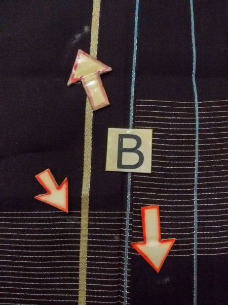 Photo15: M1010K Antique Japanese women   Black Summer / Silk. Stripes,   (Grade D) (15)