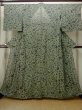 Photo1: M1010L Vintage Japanese women  Grayish Green Summer / Silk. Leaf,   (Grade B) (1)