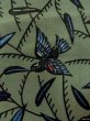 Photo7: M1010L Vintage Japanese women  Grayish Green Summer / Silk. Leaf,   (Grade B) (7)