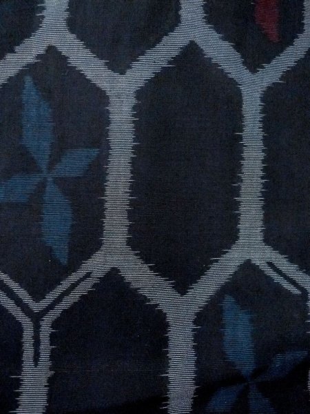 Photo4: M1010O Antique Japanese women   Black Summer / Silk. Flower,   (Grade D) (4)