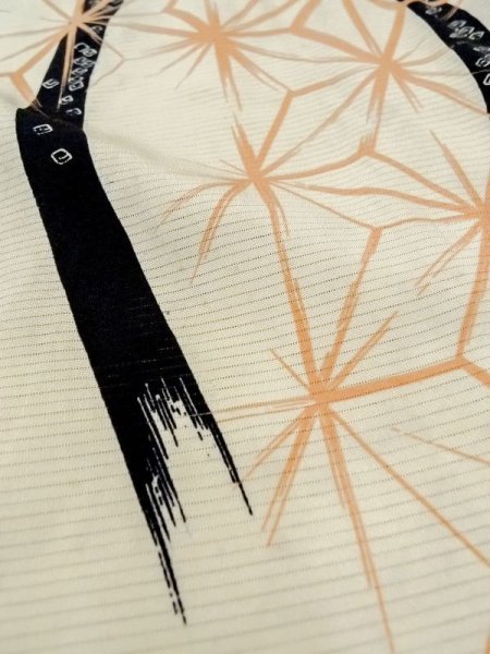 Photo10: M1010Q Vintage Japanese women   Off White HITOE unlined / Silk. Hemp leaf,   (Grade D) (10)