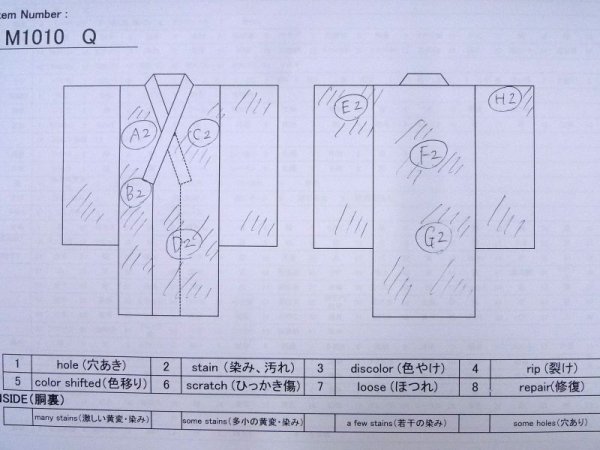 Photo13: M1010Q Vintage Japanese women   Off White HITOE unlined / Silk. Hemp leaf,   (Grade D) (13)