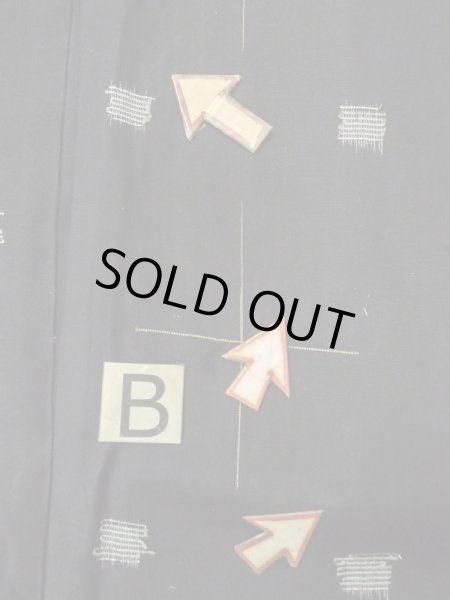 Photo14: M1010S Antique Japanese women   Black HITOE unlined / Silk. Cross,   (Grade B) (14)