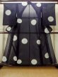 Photo1: M1010X Antique Japanese women   Indigo Blue HITOE unlined / Silk. Flower,   (Grade C) (1)