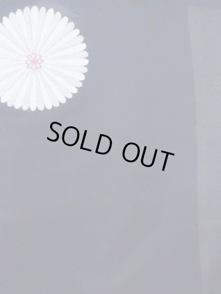 Photo4: M1010X Antique Japanese women   Indigo Blue HITOE unlined / Silk. Flower,   (Grade C) (4)