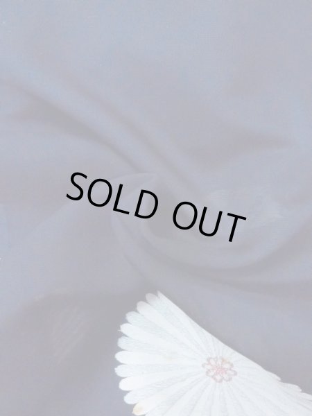 Photo9: M1010X Antique Japanese women   Indigo Blue HITOE unlined / Silk. Flower,   (Grade C) (9)