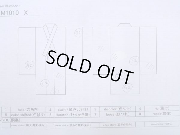 Photo11: M1010X Antique Japanese women   Indigo Blue HITOE unlined / Silk. Flower,   (Grade C) (11)