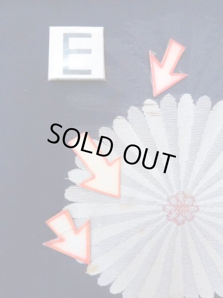 Photo16: M1010X Antique Japanese women   Indigo Blue HITOE unlined / Silk. Flower,   (Grade C) (16)