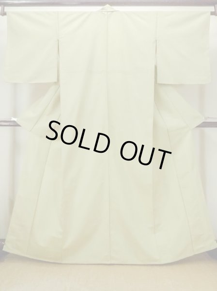 Photo1: M1011B Vintage Japanese women   Yellowish Green HITOE unlined / Wool. Cross   (Grade A) (1)