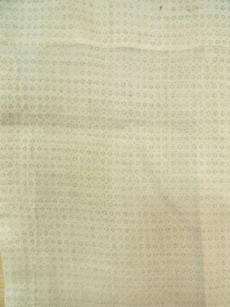 Photo3: M1011D Vintage Japanese   Beige Men's Kimono / Linen. Geometrical pattern   (Grade C) (3)