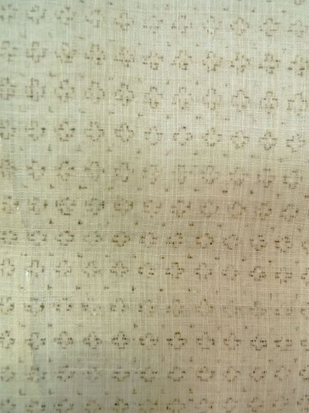 Photo5: M1011D Vintage Japanese   Beige Men's Kimono / Linen. Geometrical pattern   (Grade C) (5)