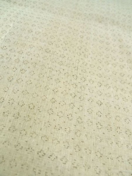 Photo6: M1011D Vintage Japanese   Beige Men's Kimono / Linen. Geometrical pattern   (Grade C) (6)