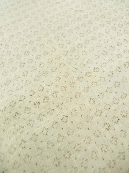 Photo7: M1011D Vintage Japanese   Beige Men's Kimono / Linen. Geometrical pattern   (Grade C) (7)