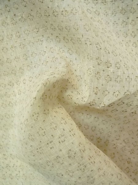 Photo9: M1011D Vintage Japanese   Beige Men's Kimono / Linen. Geometrical pattern   (Grade C) (9)