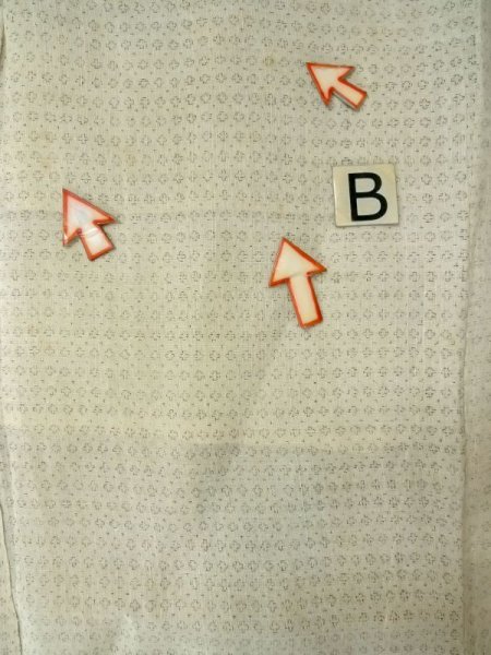 Photo13: M1011D Vintage Japanese   Beige Men's Kimono / Linen. Geometrical pattern   (Grade C) (13)