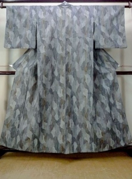 Photo1: Mint M1018B Vintage Japanese women  Grayish Multi Color HITOE unlined / Wool. Abstract pattern   (Grade A) (1)