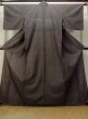 Photo1: M1018C Vintage Japanese women  Grayish Brown HITOE unlined / Wool. Plaid Checks   (Grade D) (1)