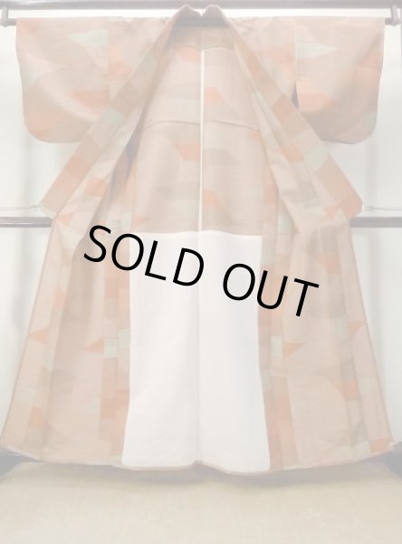 Photo2: Mint M1018E Vintage Japanese women   Orange HITOE unlined / Wool. Mountain,   (Grade A) (2)