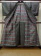 Photo2: M1018G Vintage Japanese women   Gray HITOE unlined / Wool. Flower,   (Grade B) (2)