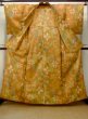 Photo2: M1018H Vintage Japanese women   Orange HITOE unlined / Wool. Flower,   (Grade D) (2)