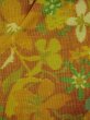 Photo3: M1018H Vintage Japanese women   Orange HITOE unlined / Wool. Flower,   (Grade D) (3)