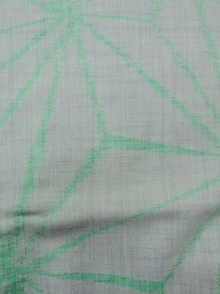 Photo6: M1018I Vintage Japanese women  Light Gray HITOE unlined / Wool. Hemp leaf,   (Grade D) (6)