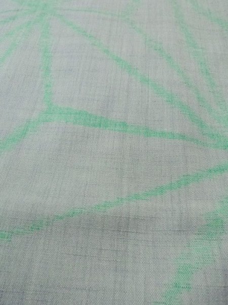 Photo8: M1018I Vintage Japanese women  Light Gray HITOE unlined / Wool. Hemp leaf,   (Grade D) (8)