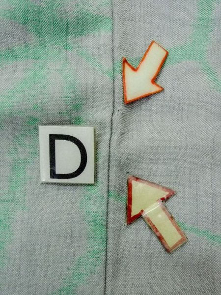 Photo15: M1018I Vintage Japanese women  Light Gray HITOE unlined / Wool. Hemp leaf,   (Grade D) (15)