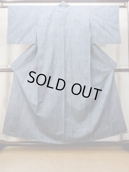 Photo2: Mint M1018J Vintage Japanese women  Light Indigo Blue HITOE unlined / Wool. Geometrical pattern,   (Grade A) (2)
