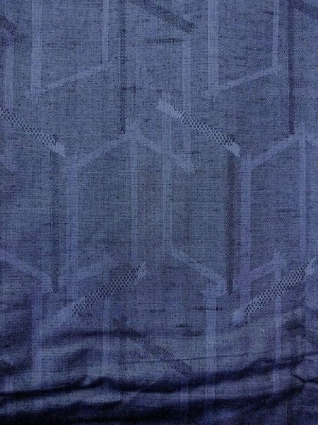 Photo4: Mint M1018J Vintage Japanese women  Light Indigo Blue HITOE unlined / Wool. Geometrical pattern,   (Grade A) (4)