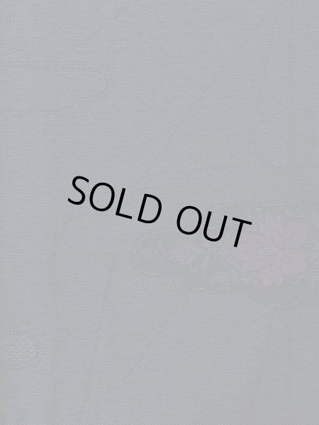 Photo4: M1018K Vintage Japanese women  Dark Navy Blue HITOE unlined / Wool. Chinese flower,   (Grade D) (4)