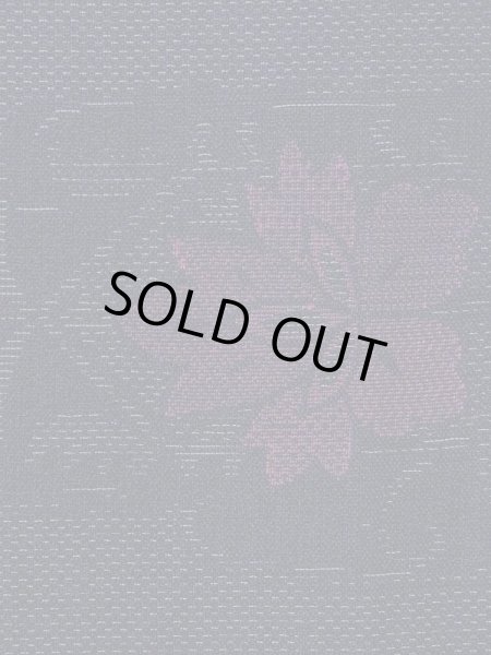 Photo5: M1018K Vintage Japanese women  Dark Navy Blue HITOE unlined / Wool. Chinese flower,   (Grade D) (5)