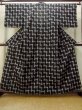 Photo1: M1018L Vintage Japanese women   Black HITOE unlined / Wool. Abstract pattern   (Grade C) (1)