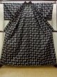 Photo2: M1018L Vintage Japanese women   Black HITOE unlined / Wool. Abstract pattern   (Grade C) (2)