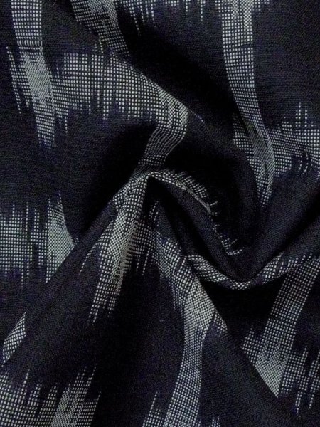 Photo9: M1018L Vintage Japanese women   Black HITOE unlined / Wool. Abstract pattern   (Grade C) (9)