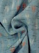Photo10: M1018O Vintage Japanese women  Grayish Light Blue HITOE unlined / Wool. Line, Arrow feathers pattern  (Grade C) (10)