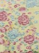 Photo4: M1018P Vintage Japanese women Pale Light Yellow HITOE unlined / Silk. Flower,   (Grade C) (4)