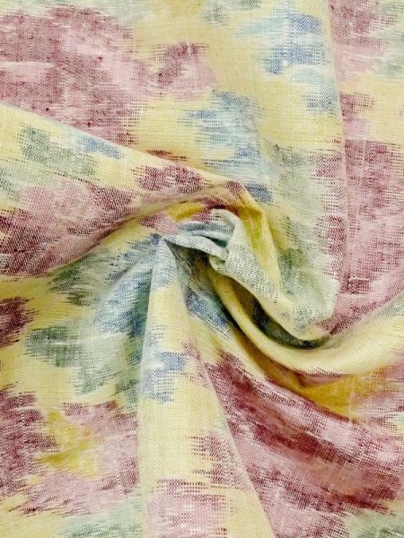 Photo11: M1018P Vintage Japanese women Pale Light Yellow HITOE unlined / Silk. Flower,   (Grade C) (11)