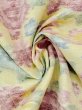 Photo12: M1018P Vintage Japanese women Pale Light Yellow HITOE unlined / Silk. Flower,   (Grade C) (12)