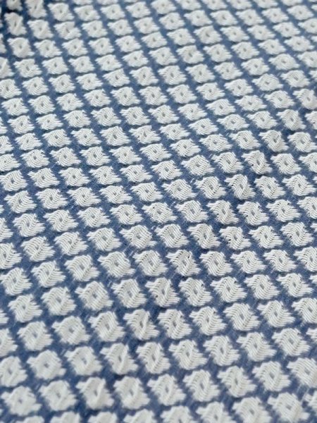 Photo6: M1018R Vintage Japanese women   Blue HITOE unlined / Synthetic. Dapple pattern   (Grade C) (6)