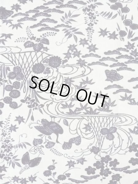 Photo3: M1018T Vintage Japanese women   White HITOE unlined / Silk. Chrysanthemum, There is an impression from use.  (Grade C) (3)