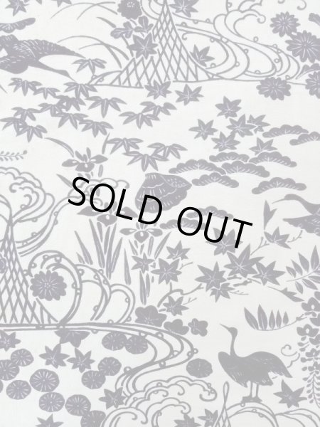 Photo4: M1018T Vintage Japanese women   White HITOE unlined / Silk. Chrysanthemum, There is an impression from use.  (Grade C) (4)